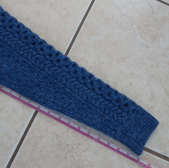 Shades Of Aran 100% Merino Wool Zip Up Cardigan Blue L - Picture 12 of 16